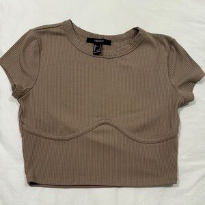 Forever 21 Women's Brown Ribbed Crop Top